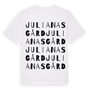 Julianas Gård ordlek t-shirt – ekologisk bomull t-shirt från Pinshirt