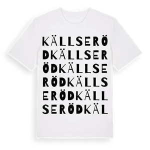 Källseröd ordlek t-shirt – ekologisk bomull t-shirt från Pinshirt