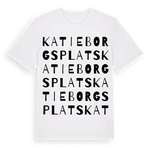 Katie Borgs plats ordlek t-shirt – ekologisk bomull t-shirt från Pinshirt