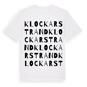 Klockarstrand ordlek t-shirt – ekologisk bomull t-shirt från Pinshirt