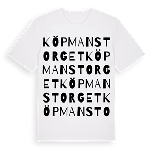 Köpmanstorget ordlek t-shirt – ekologisk bomull t-shirt från Pinshirt