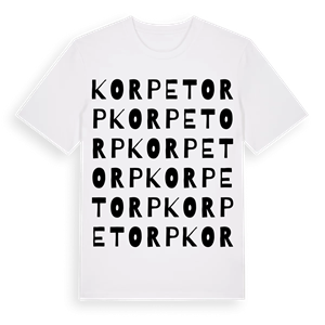 Korpetorp ordlek t-shirt – ekologisk bomull t-shirt från Pinshirt