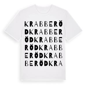 Krabberöd ordlek t-shirt – ekologisk bomull t-shirt från Pinshirt