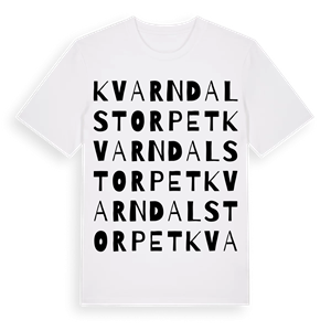 Kvarndalstorpet ordlek t-shirt – ekologisk bomull t-shirt från Pinshirt