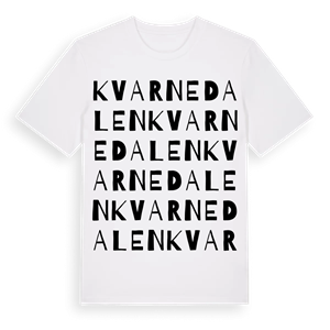 Kvarnedalen ordlek t-shirt – ekologisk bomull t-shirt från Pinshirt
