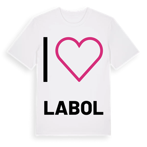 Jag älskar Labol t-shirt stort tryck – ekologisk bomull t-shirt från Pinshirt