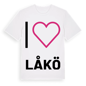 Jag älskar Låkö t-shirt stort tryck – ekologisk bomull t-shirt från Pinshirt