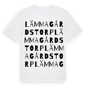 Lämmagårdstorp ordlek t-shirt – ekologisk bomull t-shirt från Pinshirt