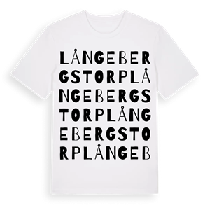 Långebergstorp ordlek t-shirt – ekologisk bomull t-shirt från Pinshirt