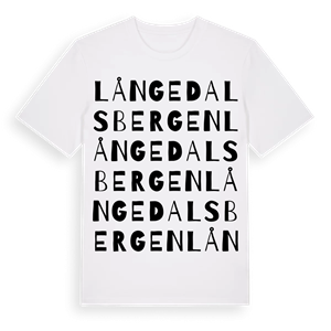 Långedalsbergen ordlek t-shirt – ekologisk bomull t-shirt från Pinshirt