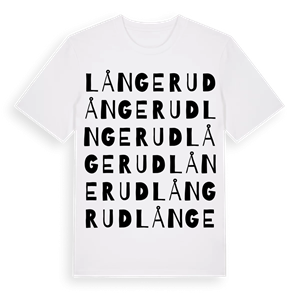 Långerud ordlek t-shirt – ekologisk bomull t-shirt från Pinshirt