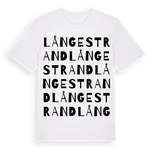 Långestrand ordlek t-shirt – ekologisk bomull t-shirt från Pinshirt