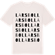 Vintage White t-shirt med Larsbol ordlek t-shirt