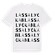 White t-shirt med Lassalyckan ordlek t-shirt