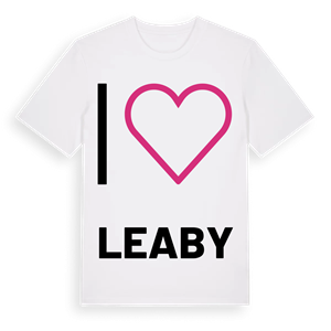 Jag älskar Leaby t-shirt stort tryck – ekologisk bomull t-shirt från Pinshirt