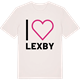 Vintage White t-shirt med Jag älskar Lexby t-shirt stort tryck