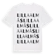 White t-shirt med Lilla Almås ordlek t-shirt