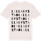 Vintage White t-shirt med Lilla Bystad ordlek t-shirt