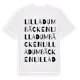 White t-shirt med Lilla Dumbäcken ordlek t-shirt