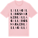 Pink Cotton t-shirt med Lilla Gillingsmarken ordlek t-shirt
