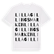 White t-shirt med Lilla Gillingsmarken ordlek t-shirt
