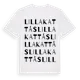 White t-shirt med Lilla Kattås ordlek t-shirt