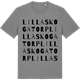 Mid Heather Gray t-shirt med Lilla Skogatorp ordlek t-shirt