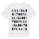 White t-shirt med Lilla Skogatorp ordlek t-shirt