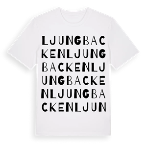 Ljungbacken ordlek t-shirt – ekologisk bomull t-shirt från Pinshirt