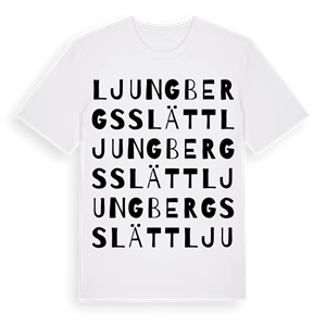 Ljungbergs slätt ordlek t-shirt – ekologisk bomull t-shirt från Pinshirt
