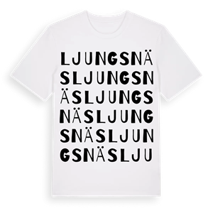 Ljungsnäs ordlek t-shirt – ekologisk bomull t-shirt från Pinshirt