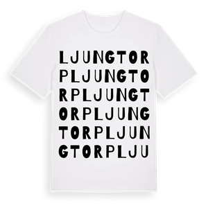 Ljungtorp ordlek t-shirt – ekologisk bomull t-shirt från Pinshirt