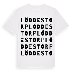 Löddestorp ordlek t-shirt – ekologisk bomull t-shirt från Pinshirt