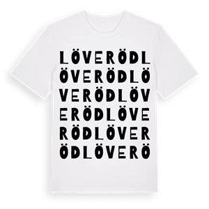 Löveröd ordlek t-shirt – ekologisk bomull t-shirt från Pinshirt