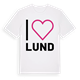 White t-shirt med Jag älskar Lund t-shirt stort tryck