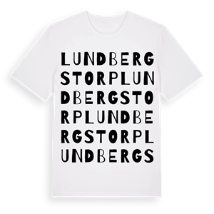 Lundbergstorp ordlek t-shirt – ekologisk bomull t-shirt från Pinshirt