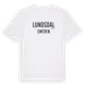 White t-shirt med Lundsdal i Sverige t-shirt