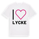 White t-shirt med Jag älskar Lycke t-shirt stort tryck