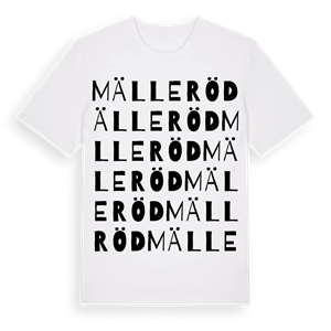 Mälleröd ordlek t-shirt – ekologisk bomull t-shirt från Pinshirt