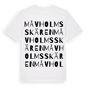 Måvholmsskären ordlek t-shirt – ekologisk bomull t-shirt från Pinshirt
