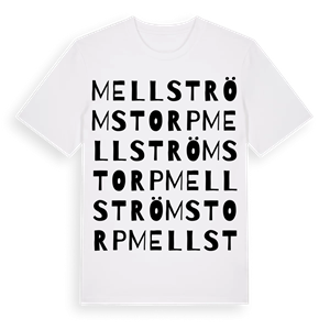 Mellströmstorp ordlek t-shirt – ekologisk bomull t-shirt från Pinshirt