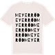 Vintage White t-shirt med Meyerröd ordlek t-shirt