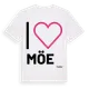 White t-shirt med Jag älskar Möe t-shirt stort tryck