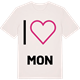 Vintage White t-shirt med Jag älskar Mon t-shirt stort tryck