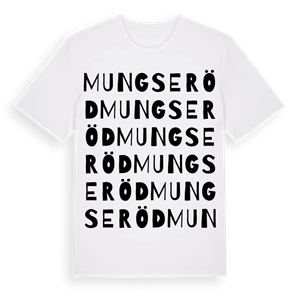 Mungseröd ordlek t-shirt – ekologisk bomull t-shirt från Pinshirt