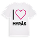 White t-shirt med Jag älskar Myrås t-shirt stort tryck