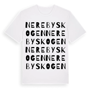 Nerebyskogen ordlek t-shirt – ekologisk bomull t-shirt från Pinshirt