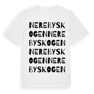 Nerebyskogen ordlek t-shirt – ekologisk bomull t-shirt från Pinshirt