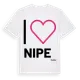 White t-shirt med Jag älskar Nipe t-shirt stort tryck
