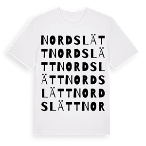 Nordslätt ordlek t-shirt – ekologisk bomull t-shirt från Pinshirt